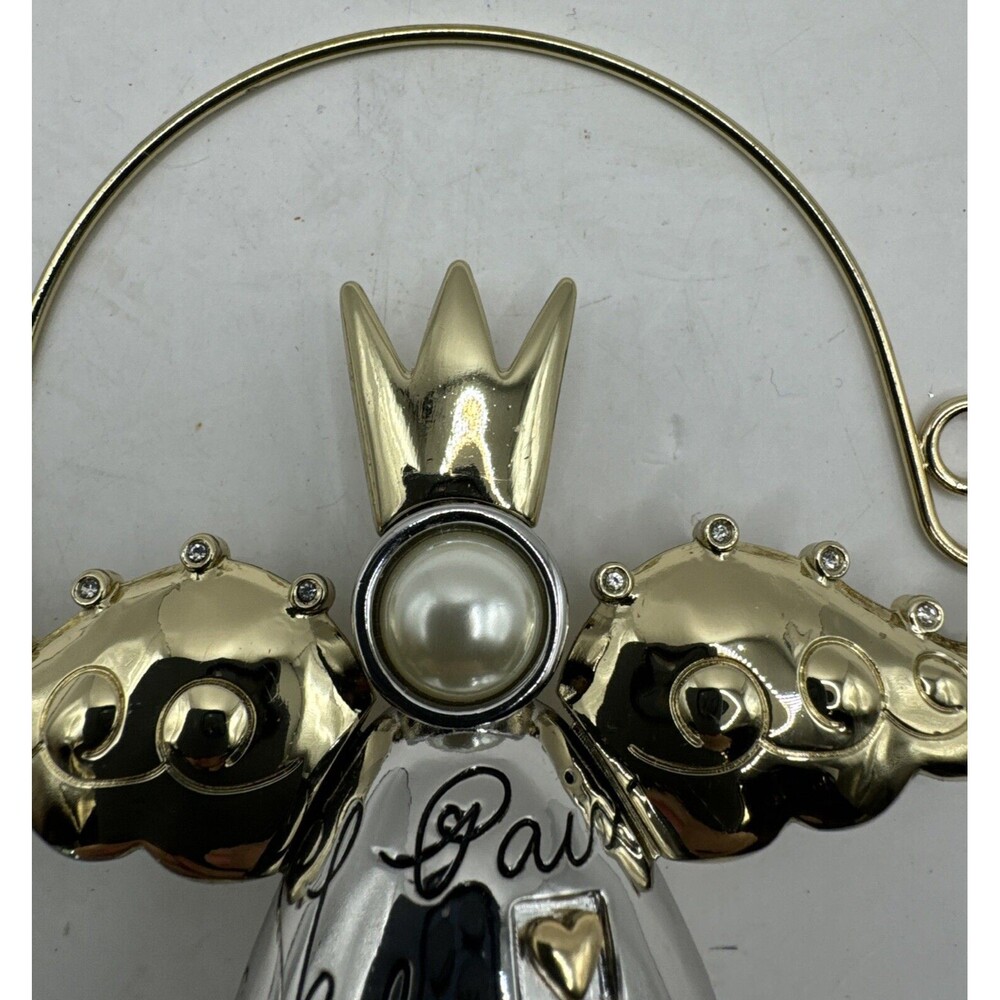 Silver Gold Chico's Christmas Jewel Angel Ornament Glass Stone Pearls Beads - Picture 3 of 6